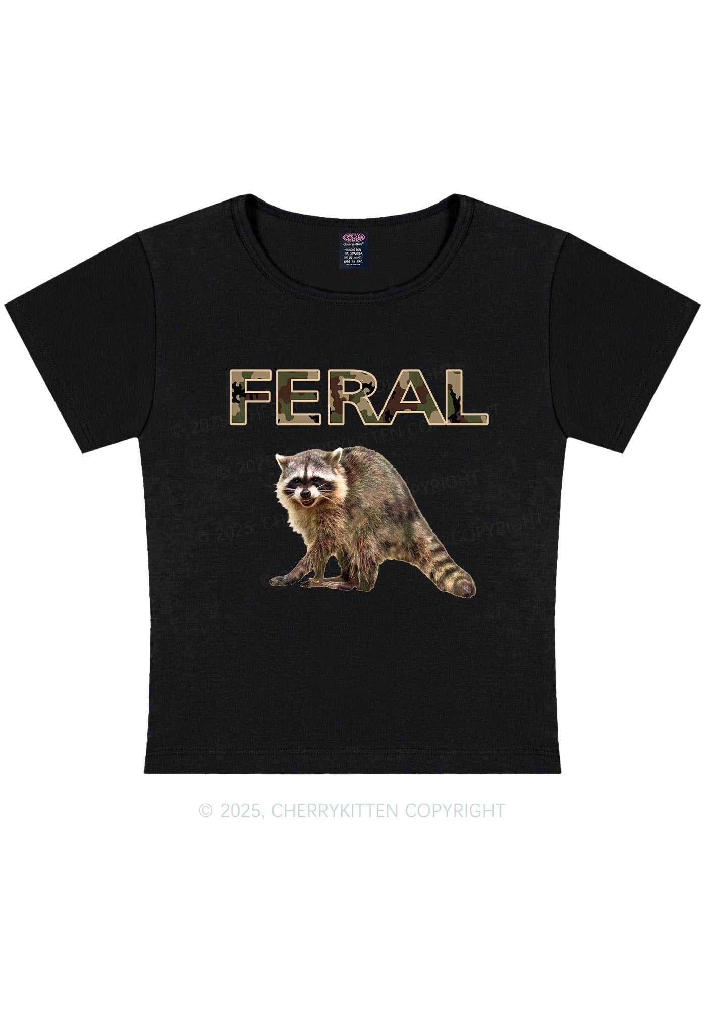 Curvy Feral Raccoon Y2K Baby Tee Cherrykitten