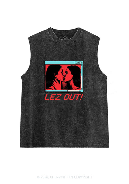 Lez Out Pride Y2K Washed Muscle Tank Cherrykitten
