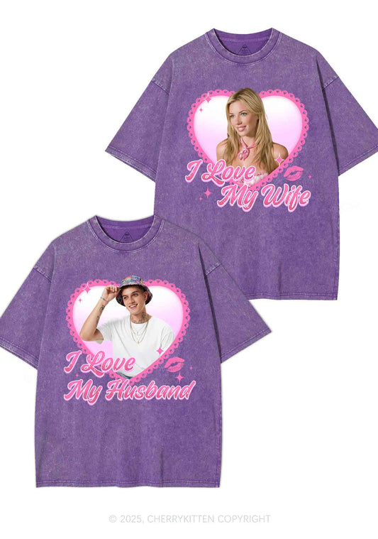 Custom Love My Wife Photo Y2K Valentine's Day Washed Tee Cherrykitten