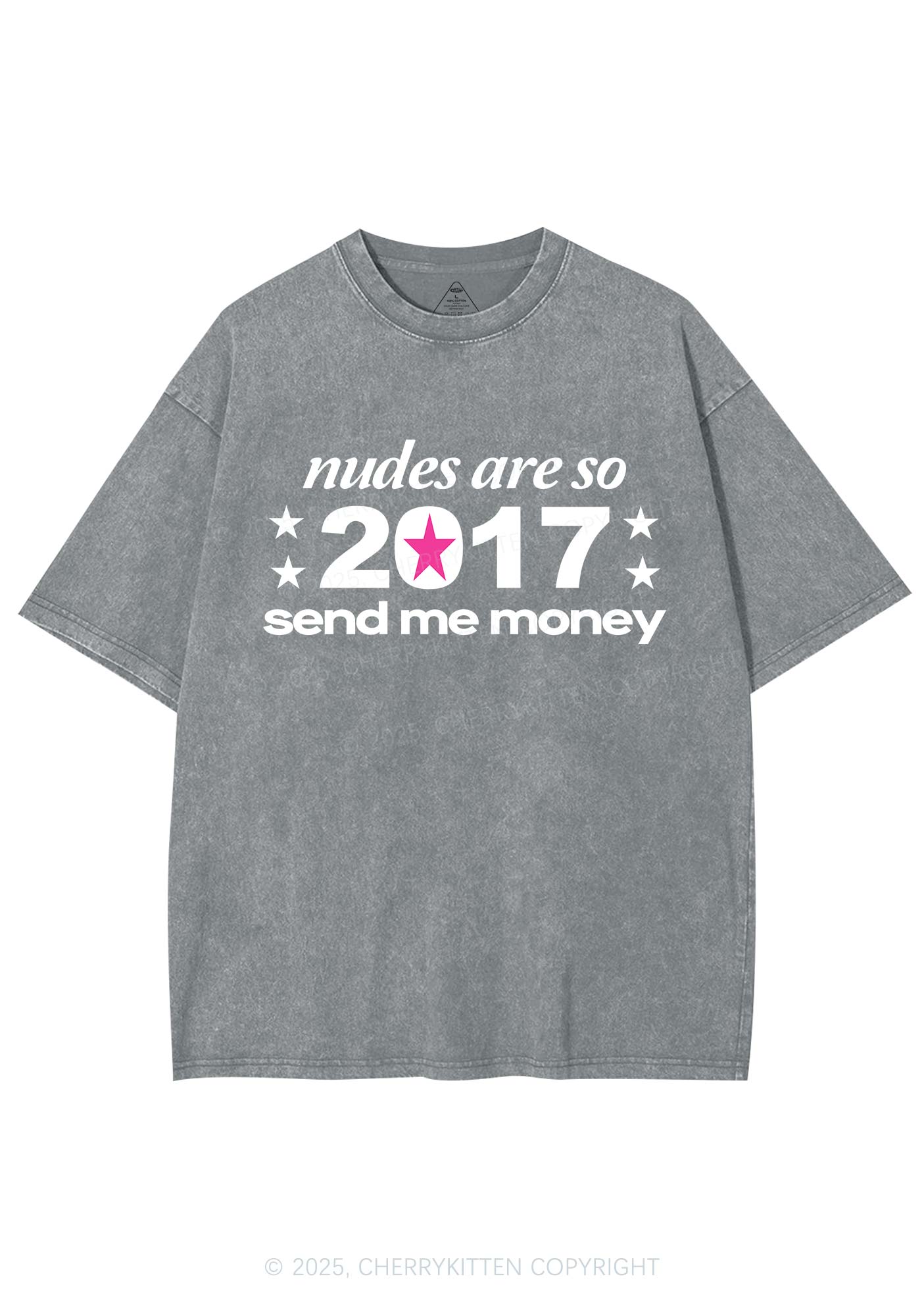 Nxdes Send Me Money Y2K Shirts Washed Tee Cherrykitten