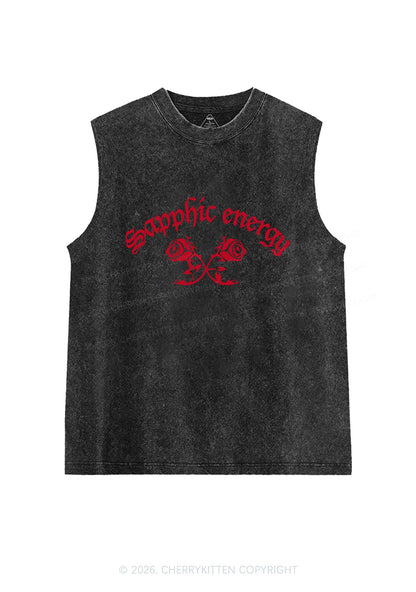 Sapphic Energy Pride Y2K Washed Muscle Tank Cherrykitten