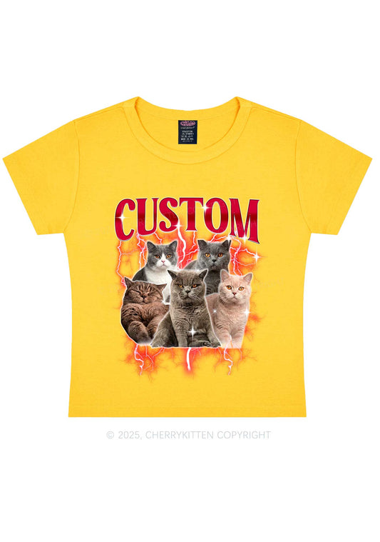 Custom Collage Pet Photo Y2K Baby Tee Cherrykitten