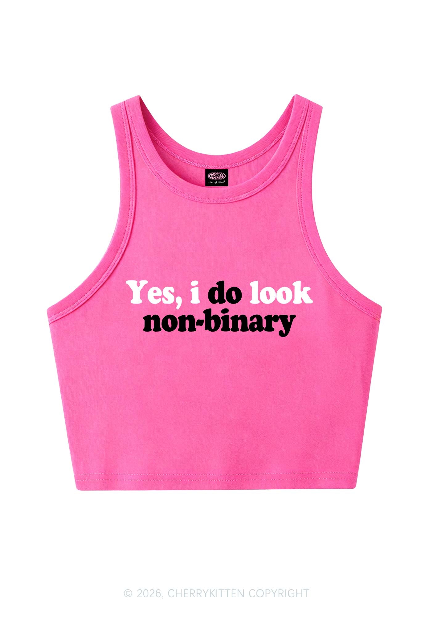 I Do Look Nonbinary Pride Y2K Crop Tank Top Cherrykitten