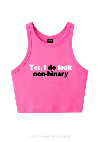 I Do Look Nonbinary Pride Y2K Crop Tank Top Cherrykitten