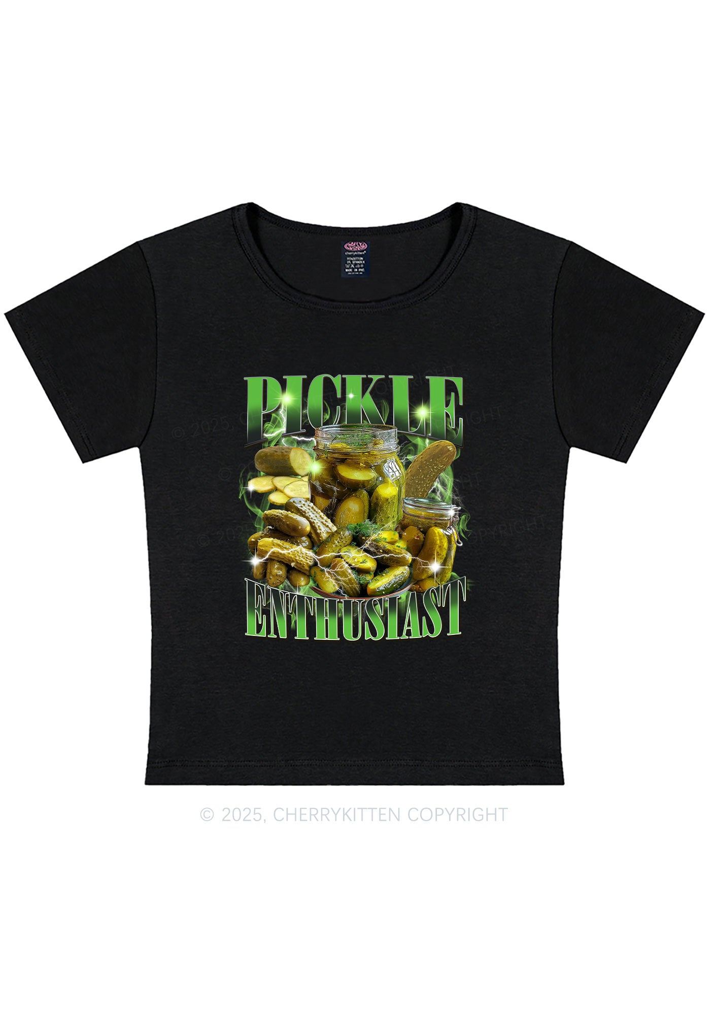 Pickle Enthusiast Y2K Baby Tee Cherrykitten