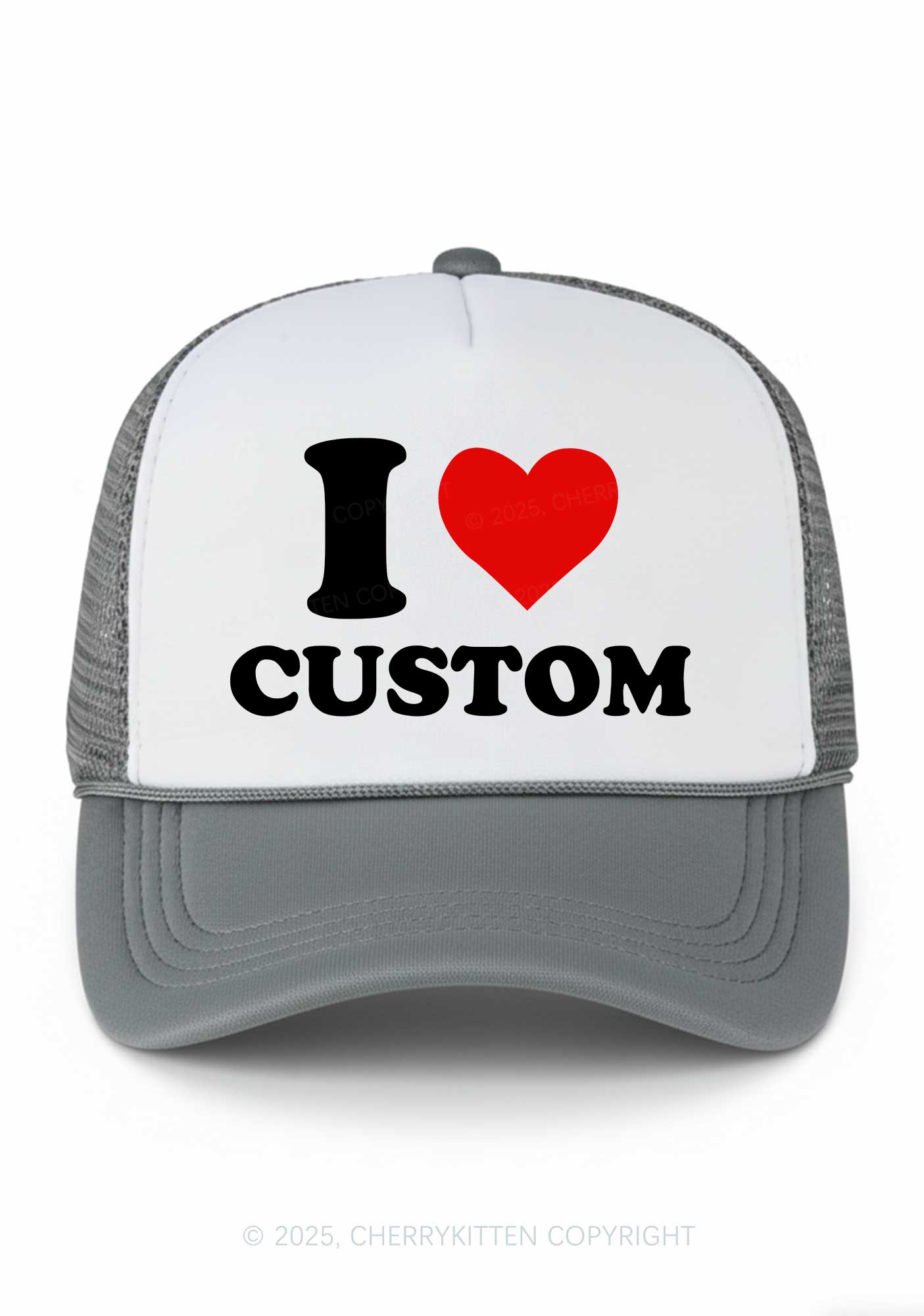 I Love Custom Valentine's Day Y2K Colorblock Trucker Hat Cherrykitten