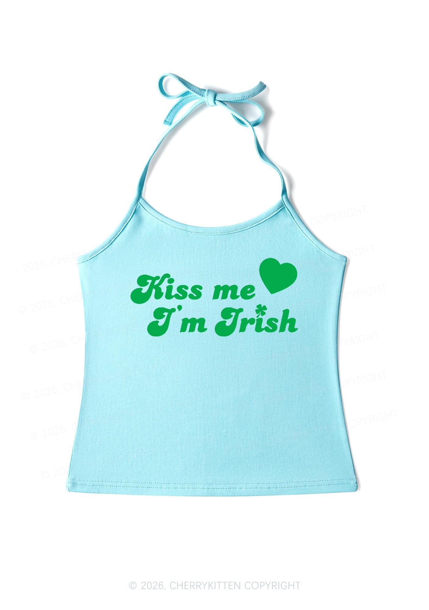 Kiss Me Im Irish St Patricks Y2K Halter Neck Cami Cherrykitten