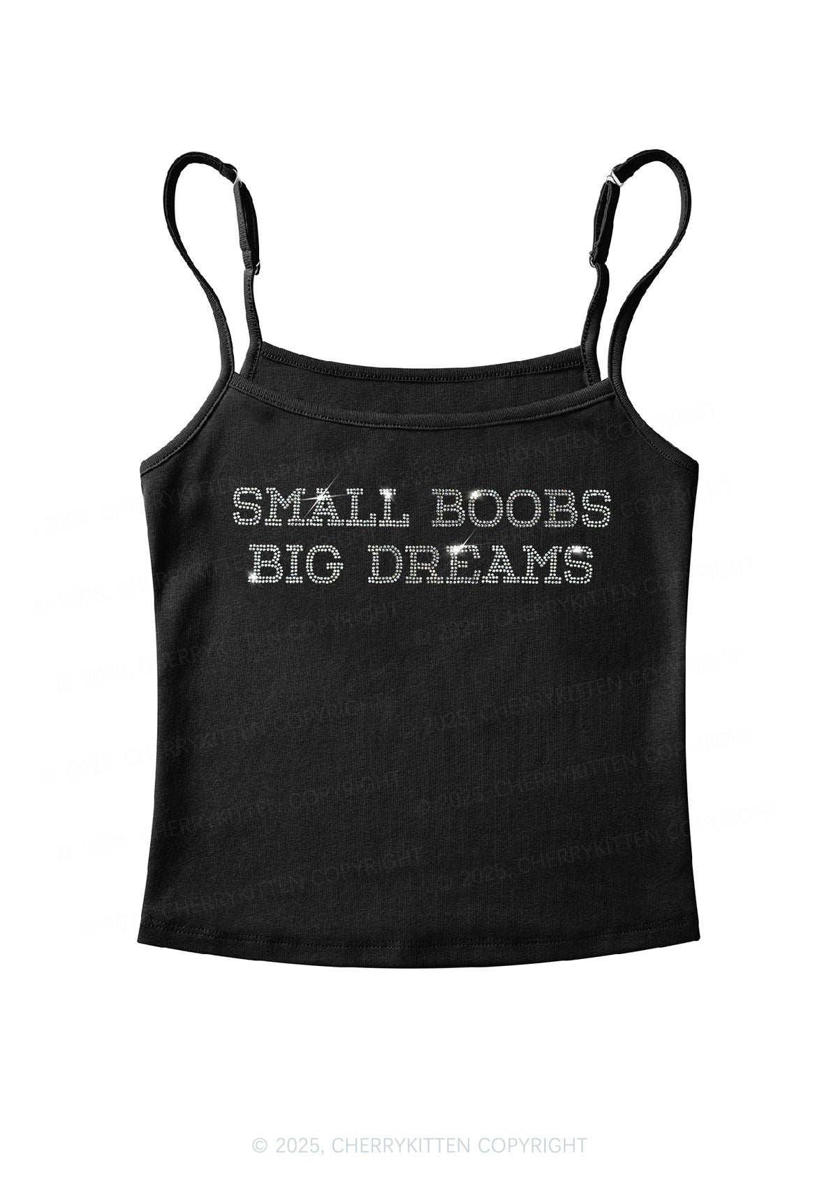 Rhinestone Small But Big Dreams Y2K Spaghetti Strap Cami Cherrykitten