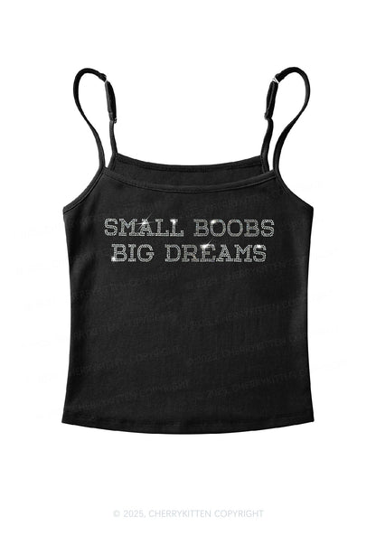 Rhinestone Small But Big Dreams Y2K Spaghetti Strap Cami Cherrykitten