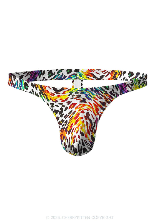 Rainbow Leopard Pride Y2K Print Men Thong Cherrykitten