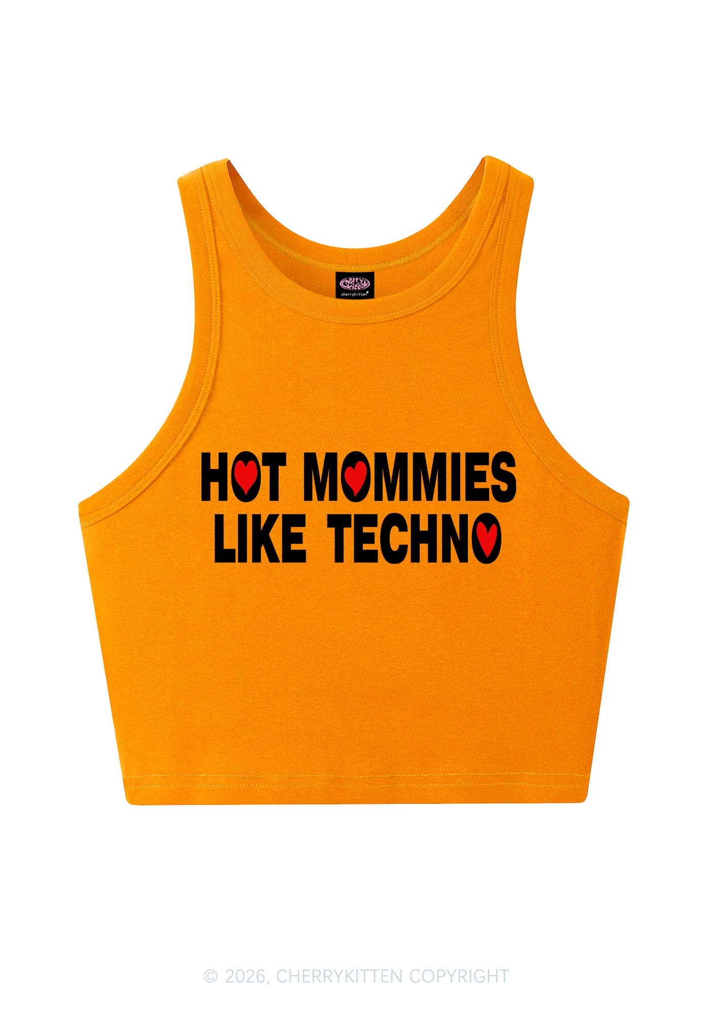 Hot Mommies Like Techno Y2K Crop Tank Top Cherrykitten
