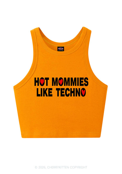 Hot Mommies Like Techno Y2K Crop Tank Top Cherrykitten