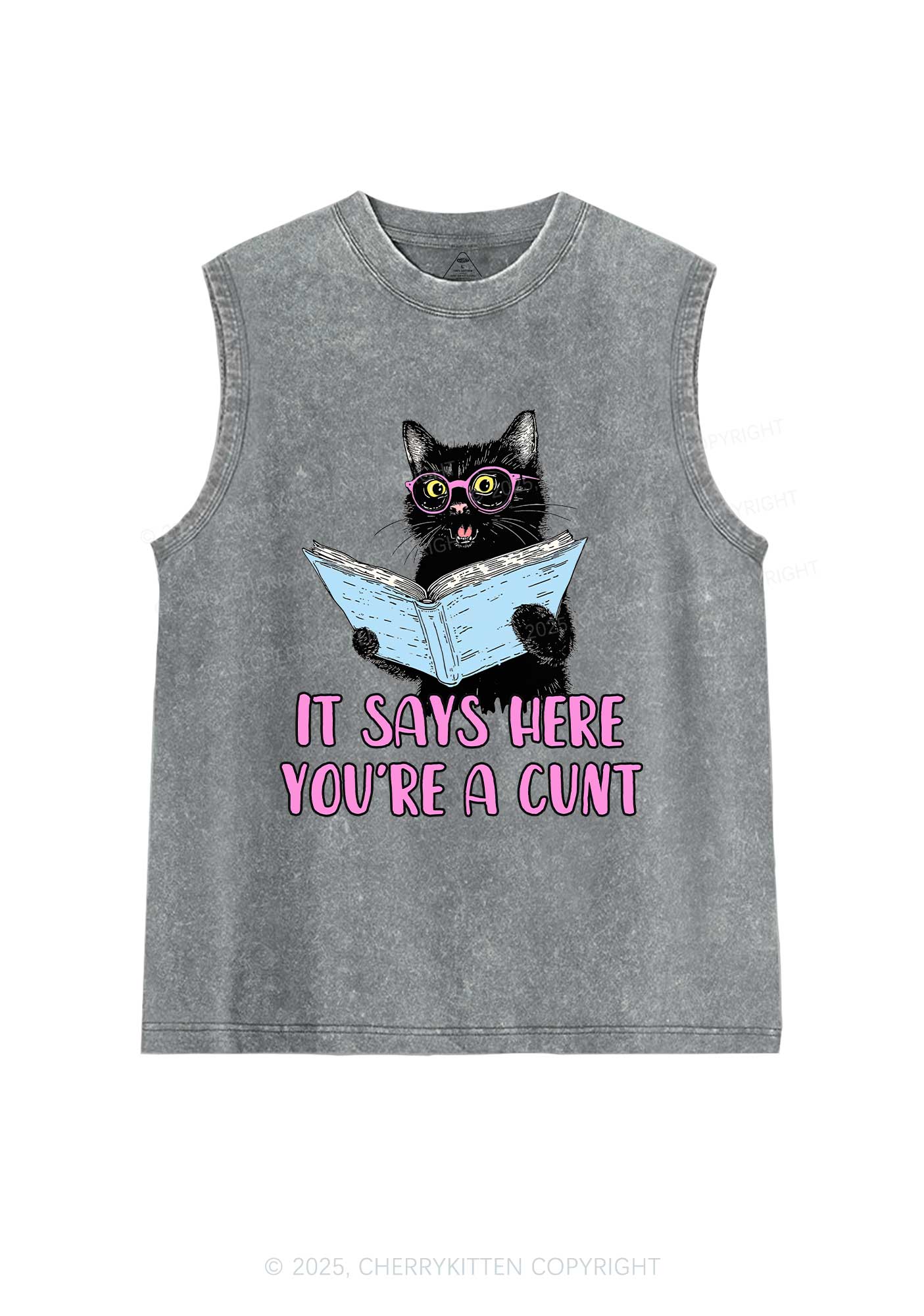 You Are A Cxxt Y2K Washed Muscle Tank Cherrykitten