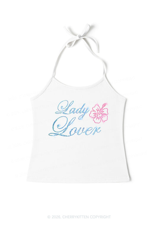 Rhinestone Lady Lover Pride Y2K Halter Neck Cami Cherrykitten