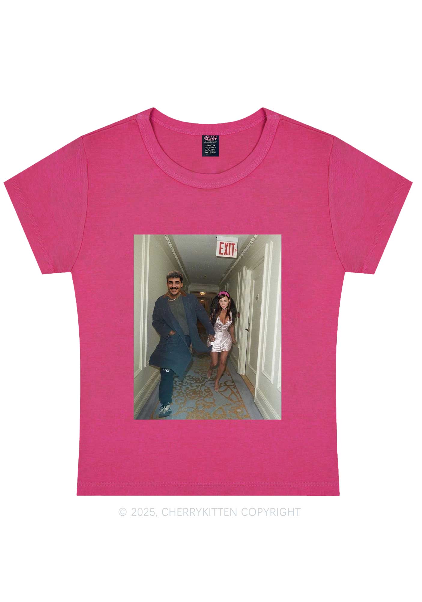 Custom Famous Hallway Photo Y2K Baby Tee Cherrykitten