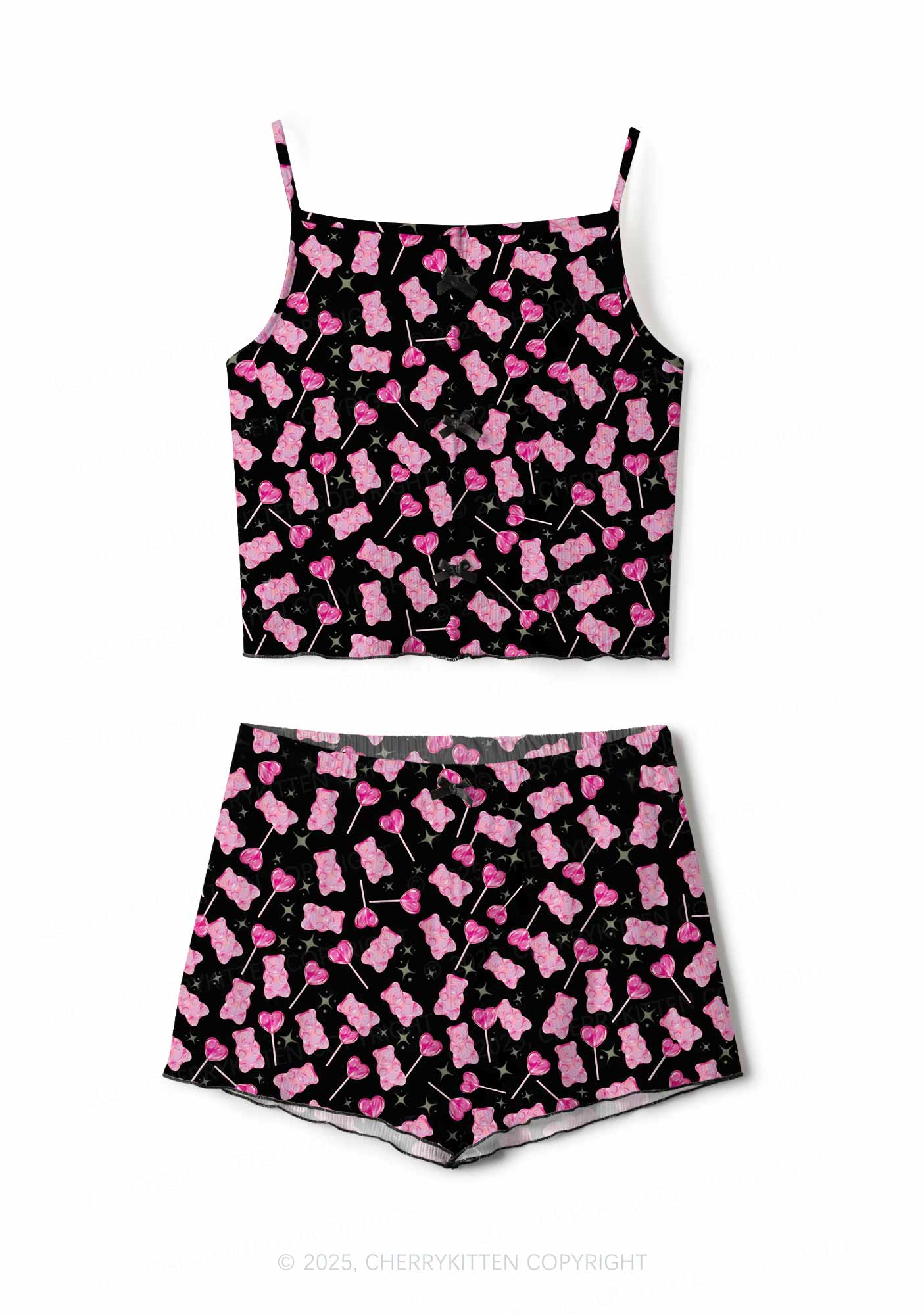 Lollipops Gummies Valentine's Day Y2K Print Cami Shorts Pajama Set Cherrykitten