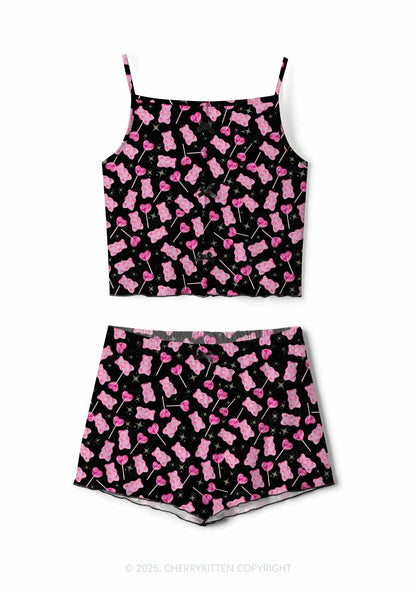 Lollipops Gummies Valentine's Day Y2K Print Cami Shorts Pajama Set Cherrykitten