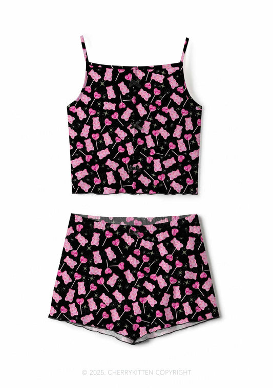 Lollipops Gummies Valentine's Day Y2K Print Cami Shorts Pajama Set Cherrykitten
