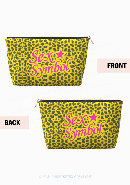 Sx Symbol Yellow Leopard Y2K Makeup Bag Cherrykitten
