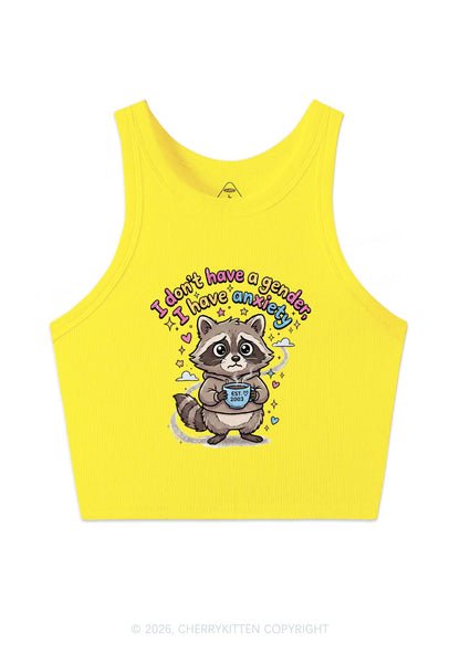 Raccoon I dont Have A Gender Pride Y2K Crop Tank Top Cherrykitten