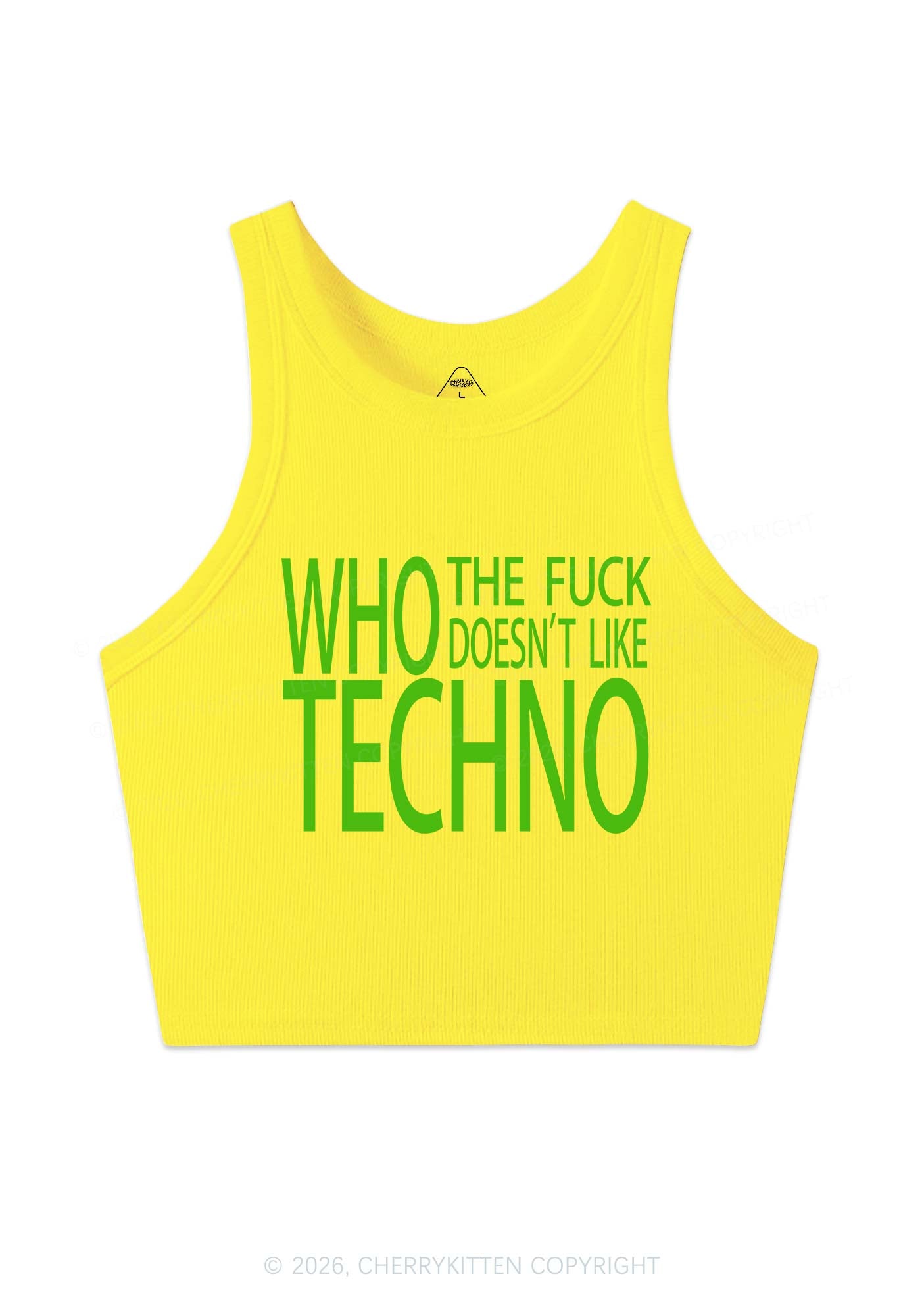 Who Doesnt Like Techno Y2K Crop Tank Top Cherrykitten