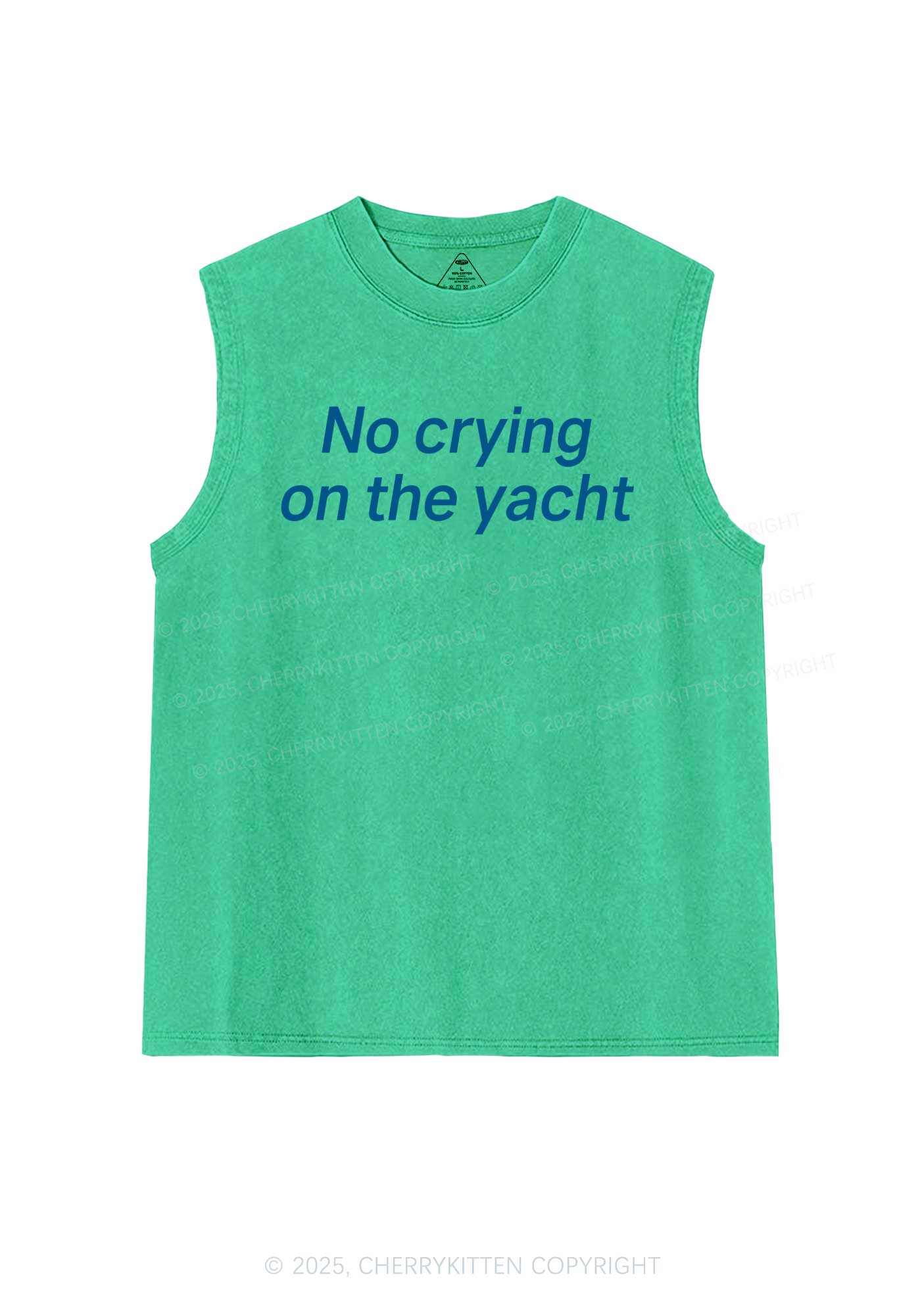 No Crying On Yacht Y2K Washed Muscle Tank Cherrykitten