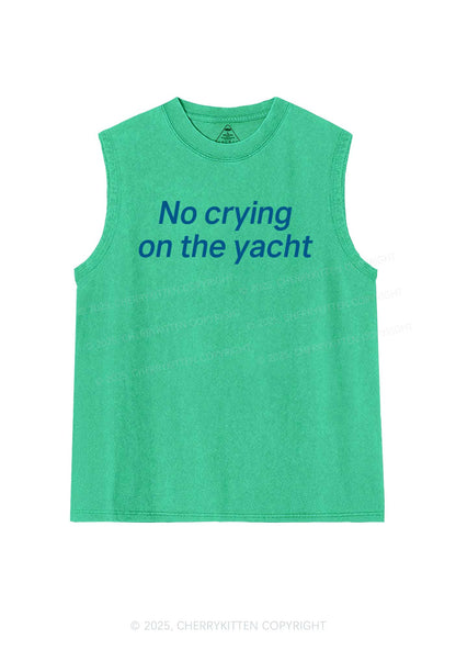 No Crying On Yacht Y2K Washed Muscle Tank Cherrykitten