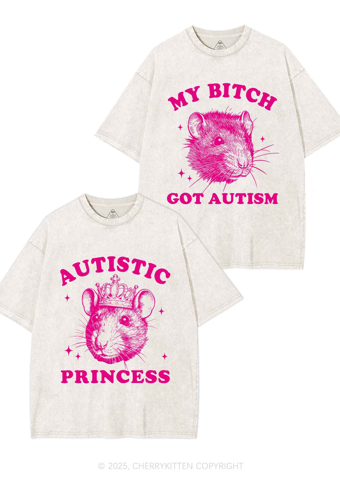 Autistic Princess Rats Y2K Valentine's Day Washed Tee Cherrykitten