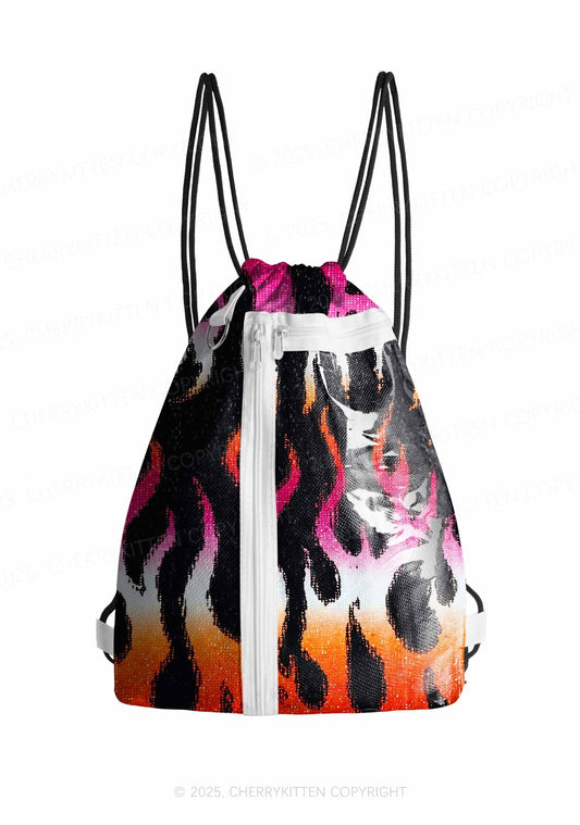 Lesbian Flame Pride Y2K Drawstring Itabag Backpack Cherrykitten