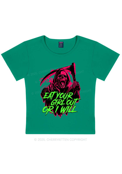 Hallowen Ghost Eat Your Girl Out Y2K Baby Tee Cherrykitten