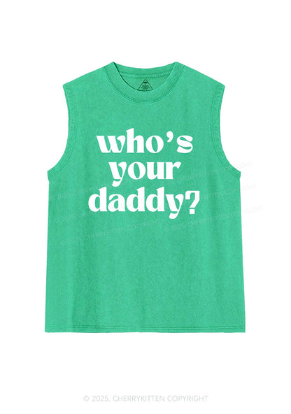 Whos Your Daddy Y2K Washed Muscle Tank Cherrykitten