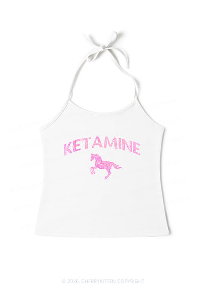 Rhinestone Pink K Unicorn Y2K Halter Neck Cami Cherrykitten