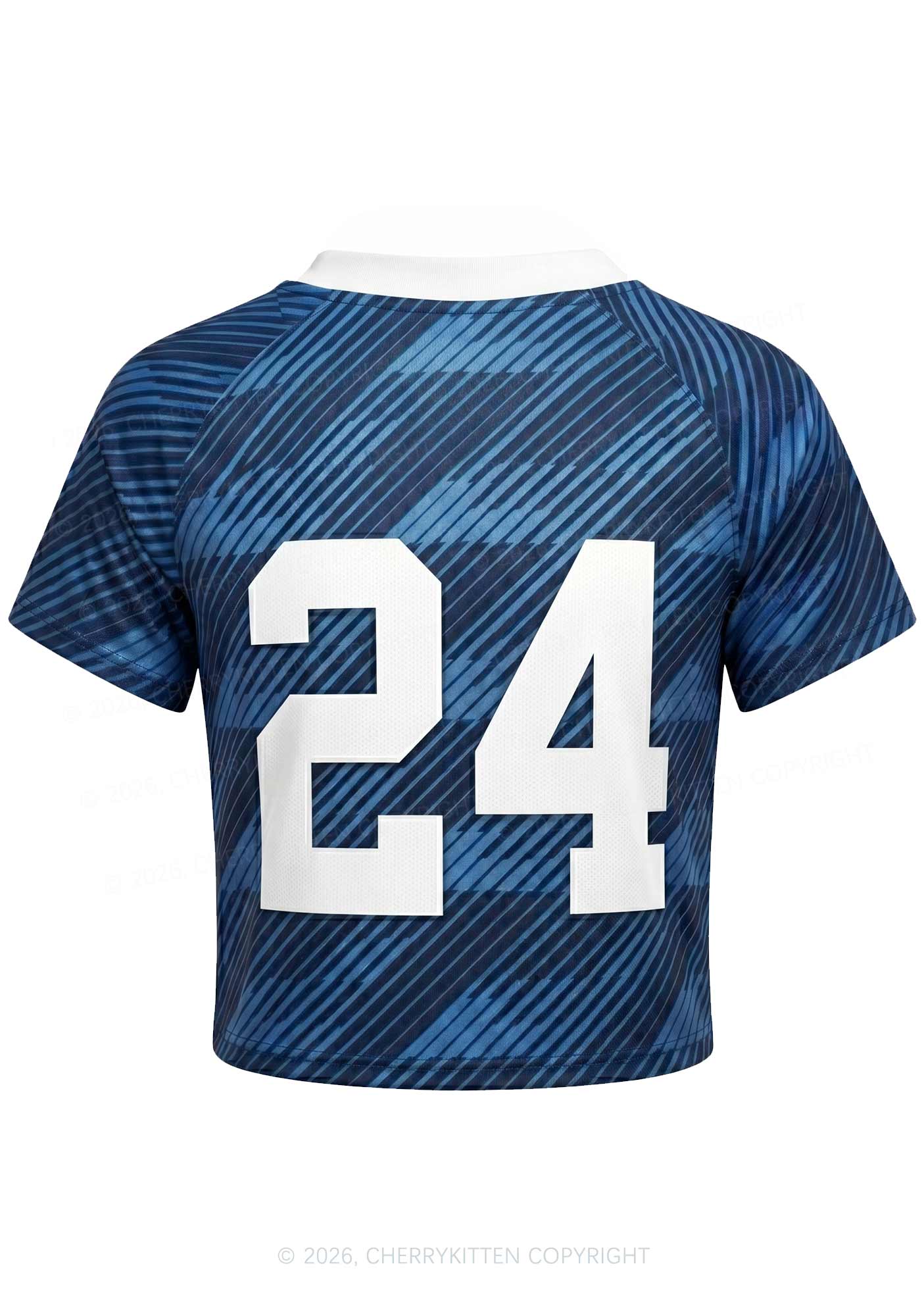 Blue Stripes Father Figure Y2K Crop Football Jersey Shirts Cherrykitten
