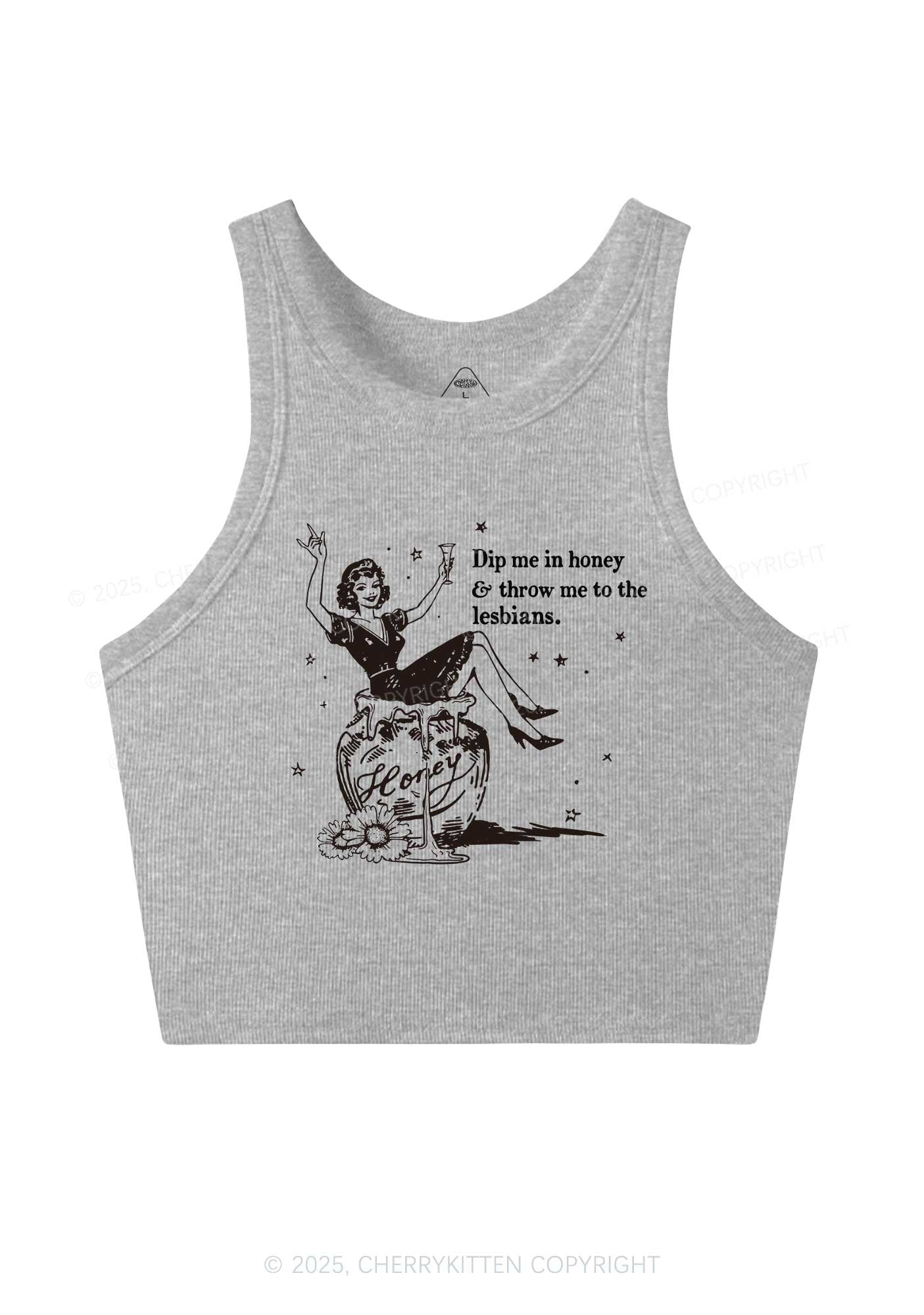 Throw Me To The Lesbians Pride Y2K Crop Tank Top Cherrykitten