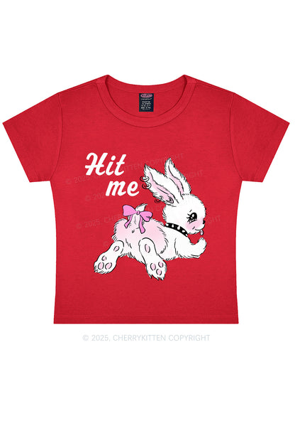 Hit Me White Bunny Y2K Baby Tee Cherrykitten