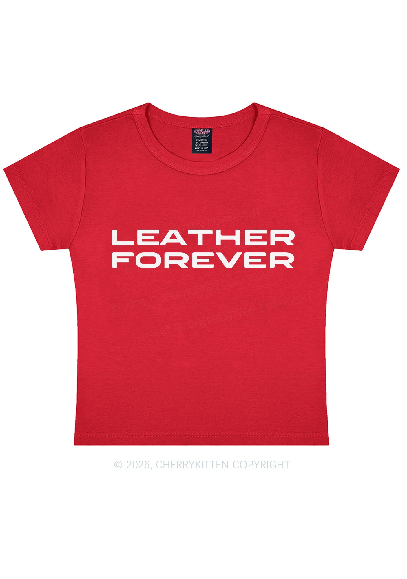 Leather Forever Y2K Baby Tee Cherrykitten