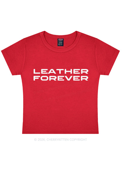 Leather Forever Y2K Baby Tee Cherrykitten