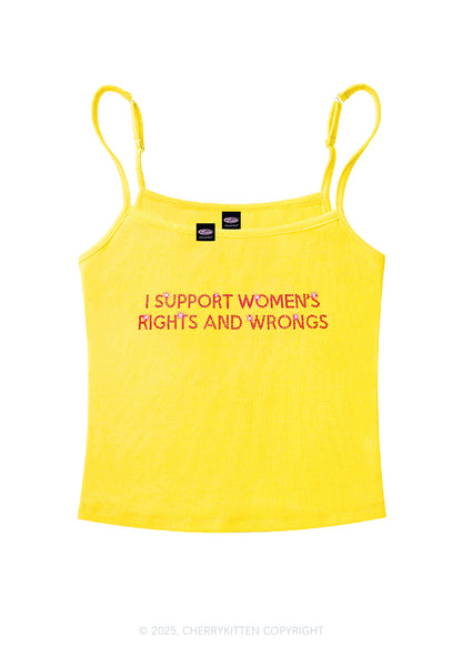 Rhinestone I Support Women Y2K Spaghetti Strap Cami Cherrykitten