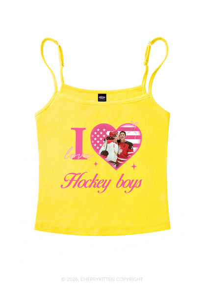 I Love US Hockey Boys HR Y2K Spaghetti Strap Cami Cherrykitten