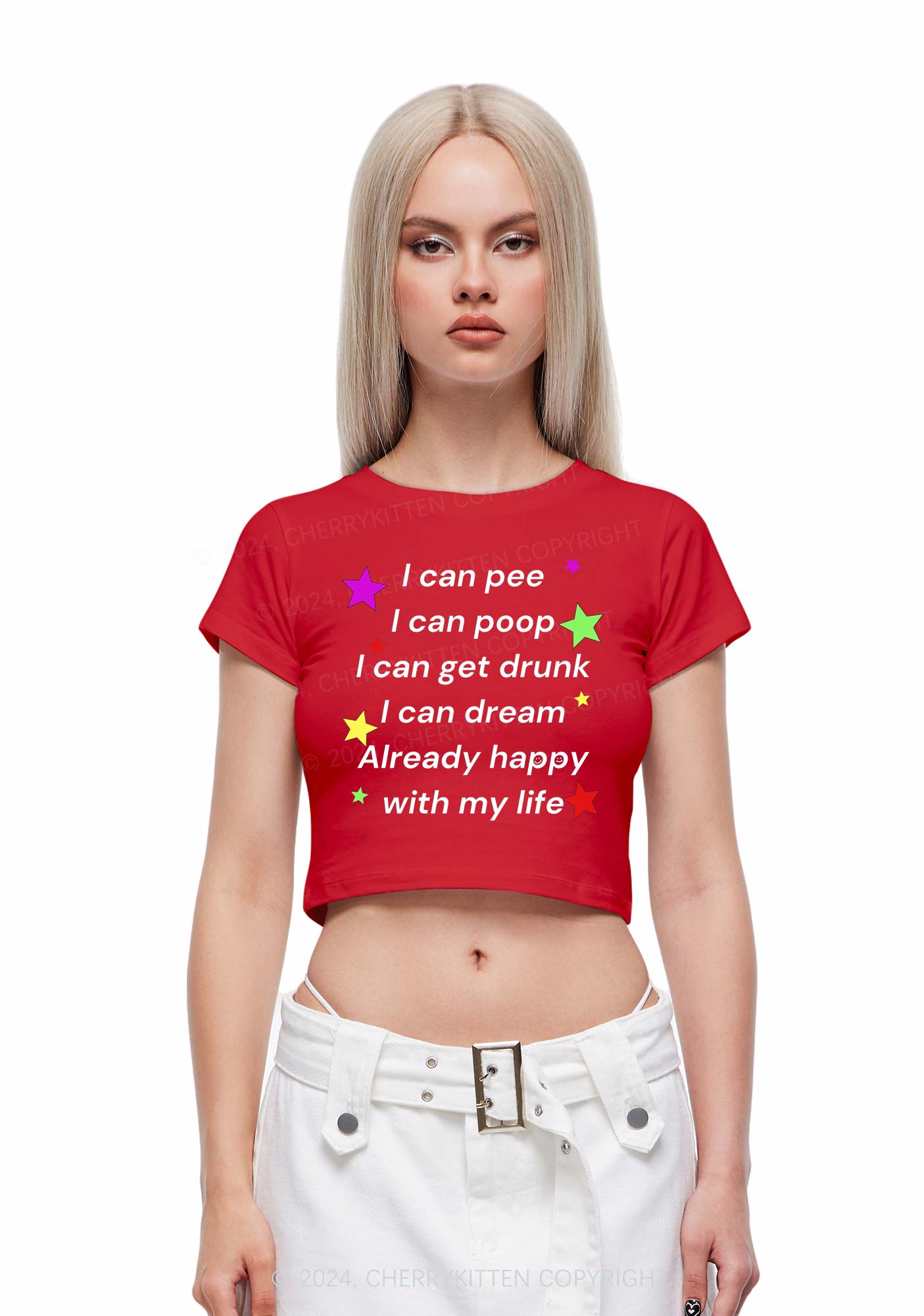 Already Happy Life Y2K Baby Tee Cherrykitten