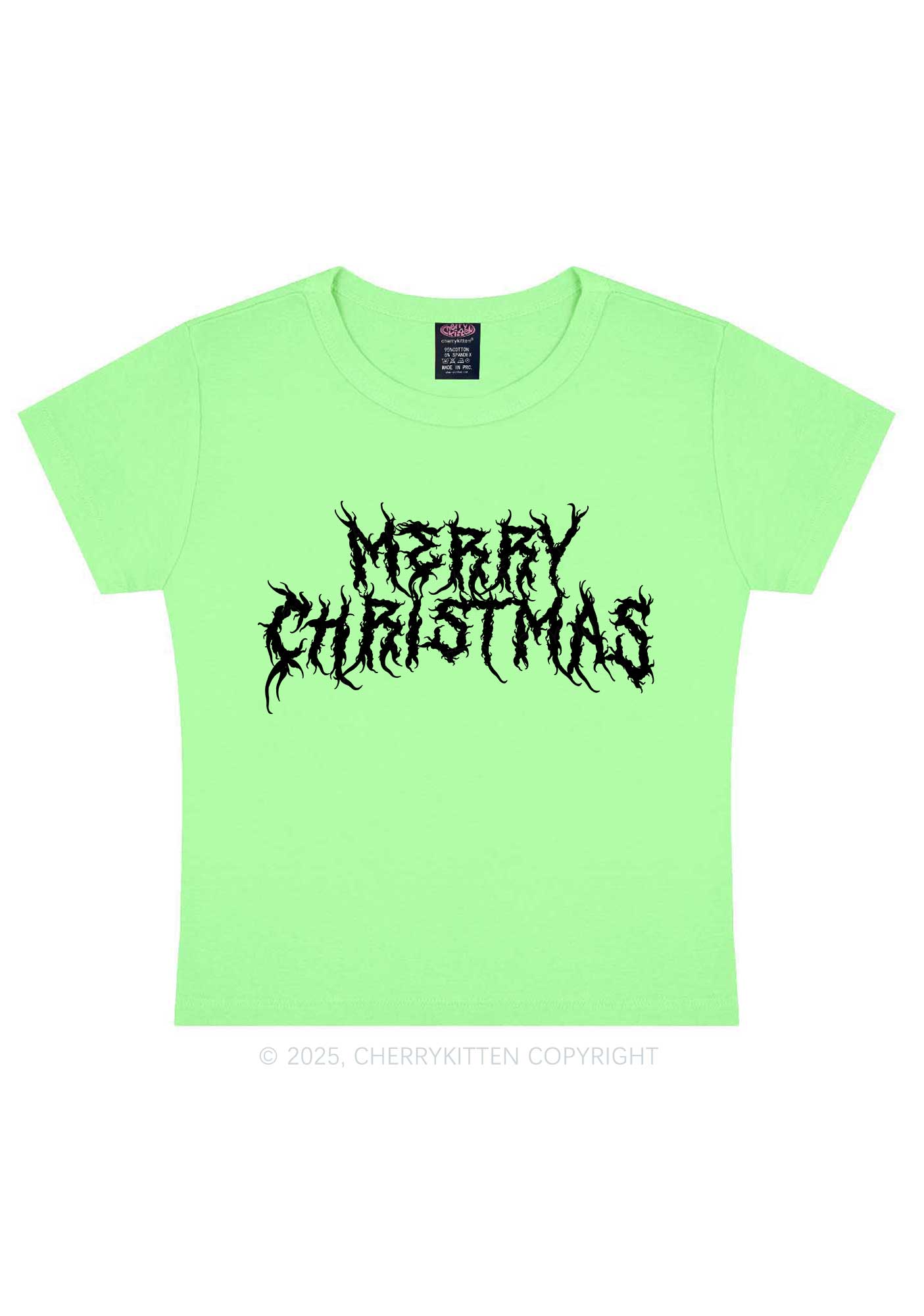 Merry Christmas Y2K Baby Tee Cherrykitten
