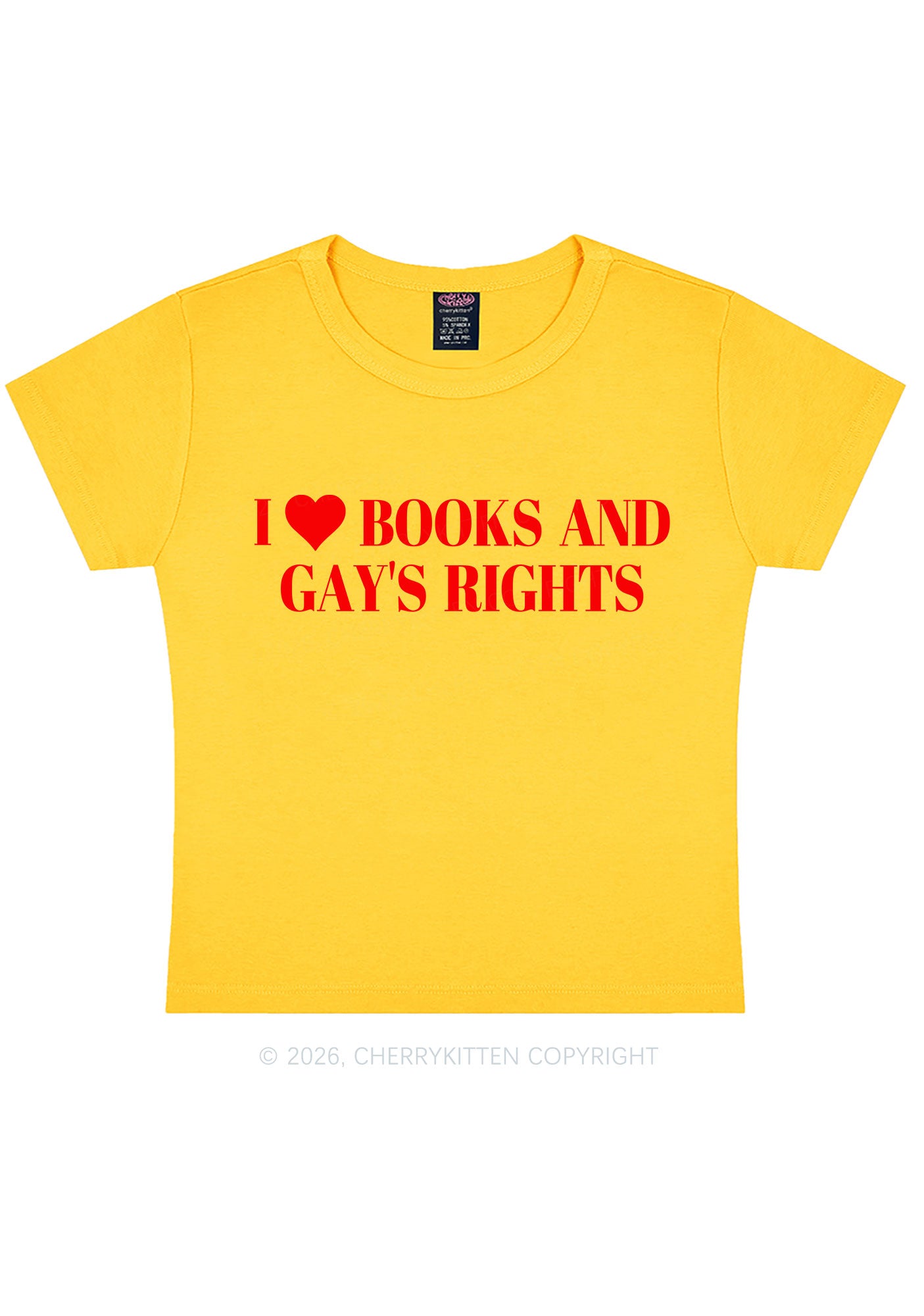 I Love Books And Gay Rights Pride Y2K Baby Tee Cherrykitten