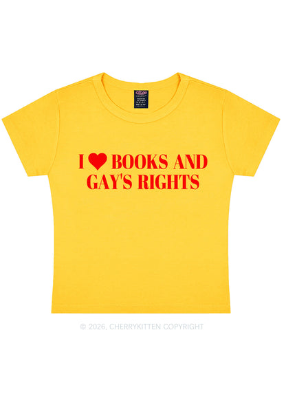 I Love Books And Gay Rights Pride Y2K Baby Tee Cherrykitten