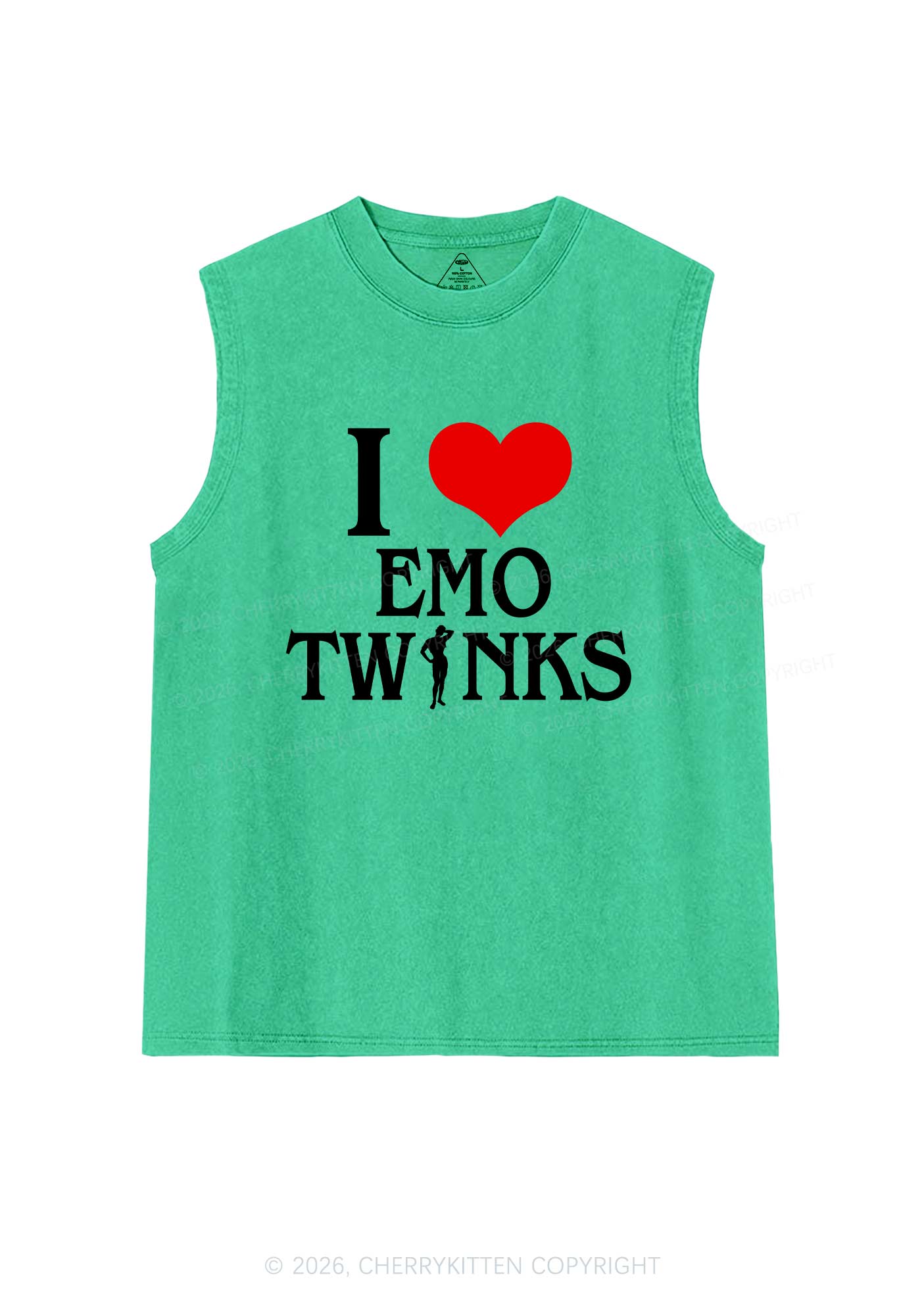 I Love Emo Twinks Pride Y2K Washed Muscle Tank Cherrykitten