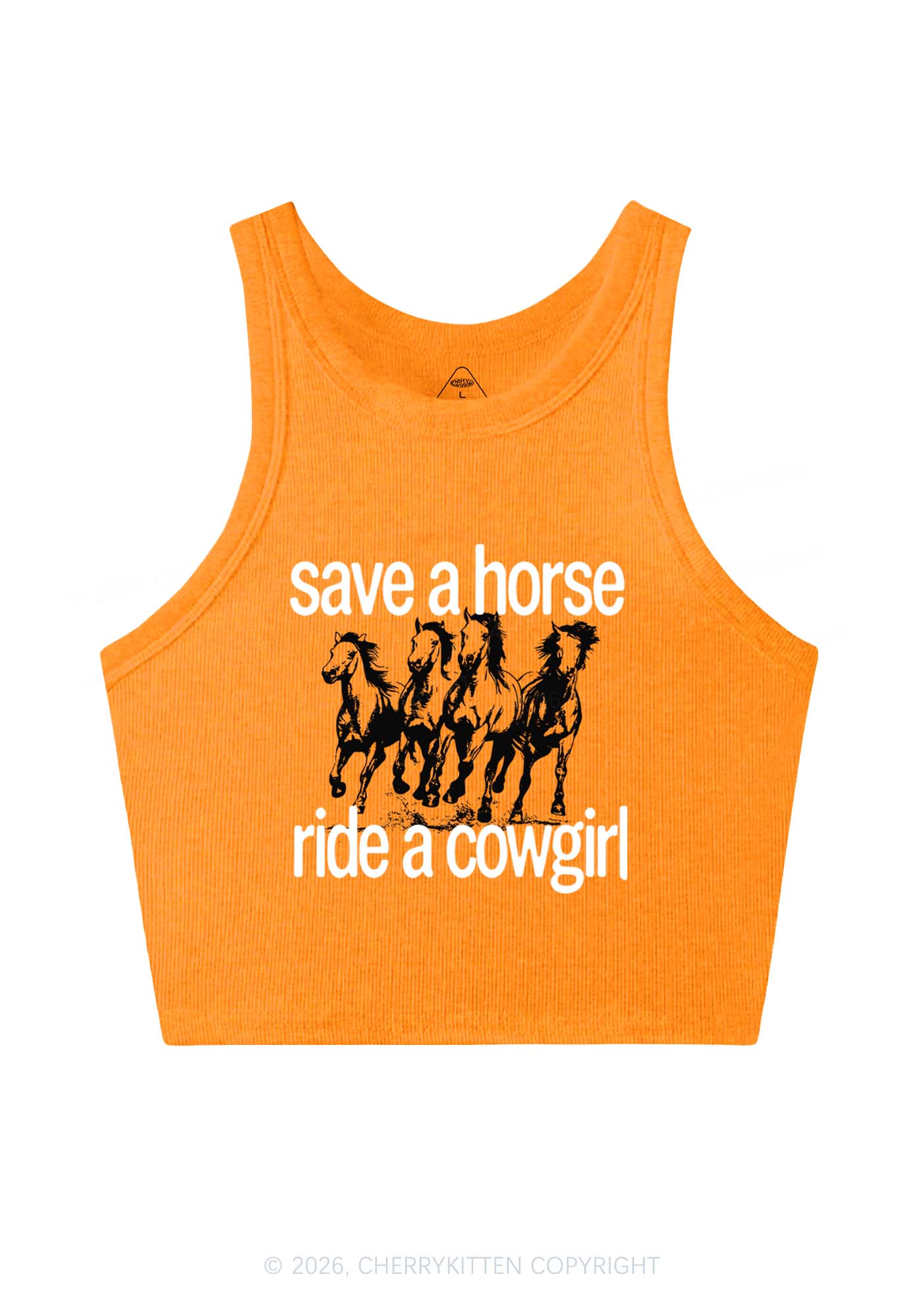 Four Horses Cowgirl Pride Y2K Crop Tank Top Cherrykitten