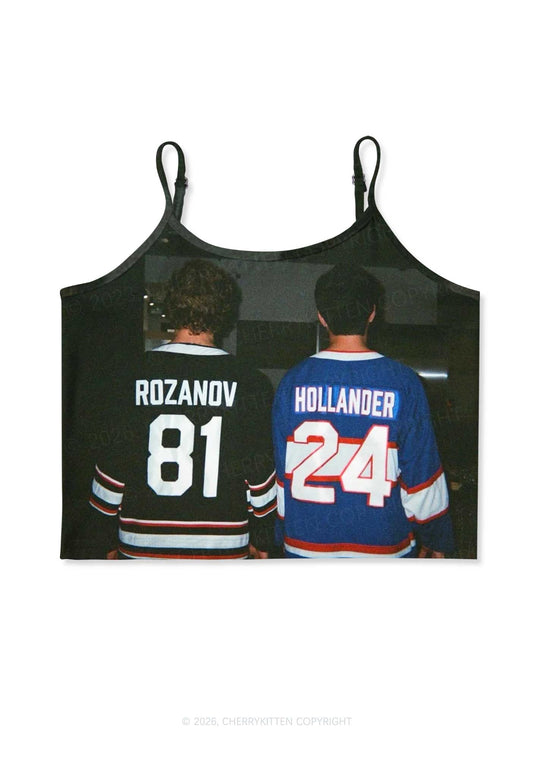 Couple Jersey HR Y2K Print Cami Crop Top Cherrykitten