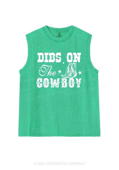 Dibs On The Cowboy Y2K Washed Muscle Tank Cherrykitten