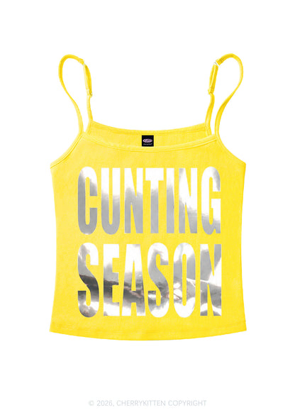 Cxxting Season Silver Foil Printed Y2K Spaghetti Strap Cami Cherrykitten