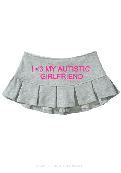 I Love My Autistic GF Valentine's Day Y2K Mini Pleated Skirts Cherrykitten