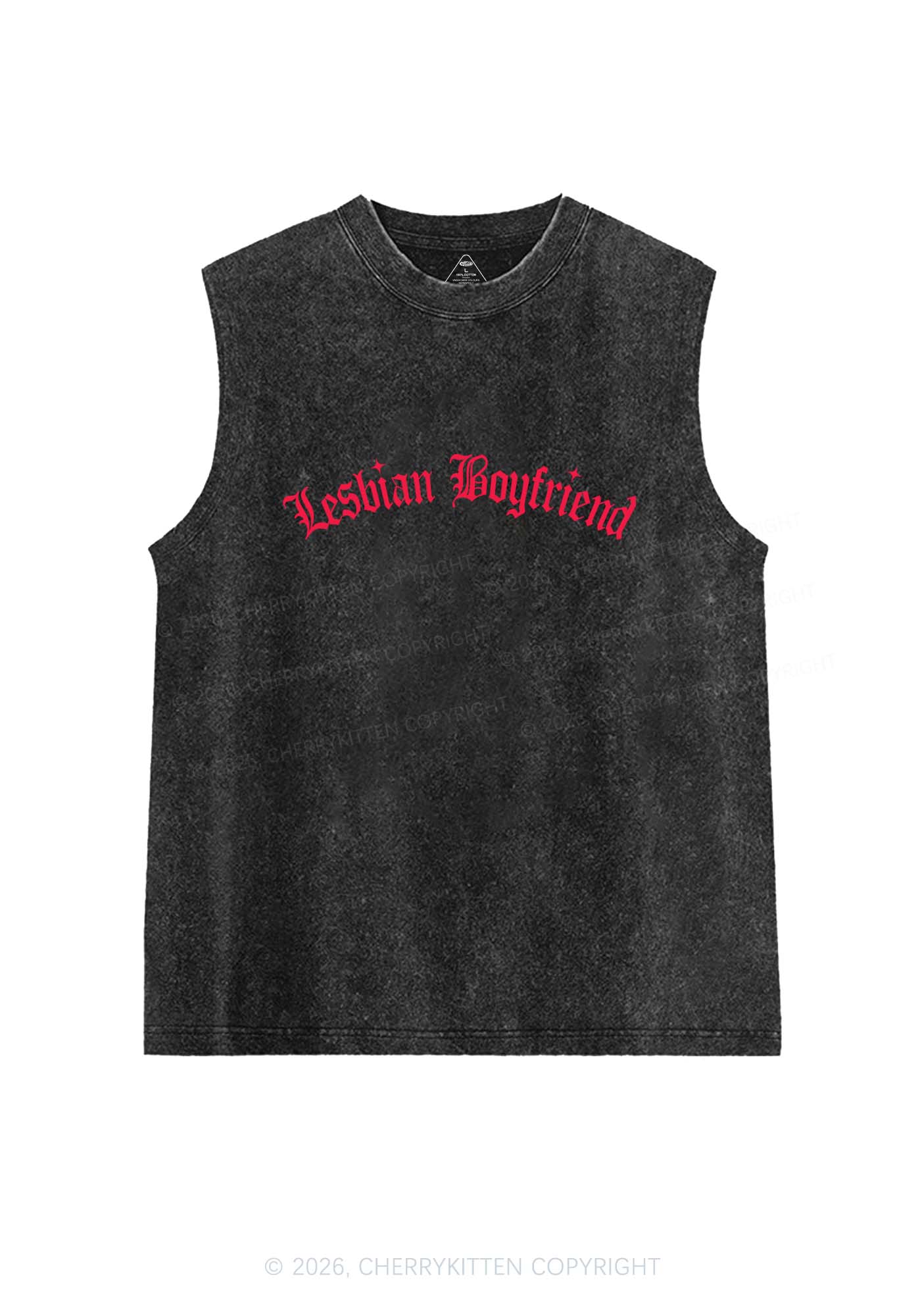 Lesbian Boyfriend Pride Y2K Washed Muscle Tank Cherrykitten